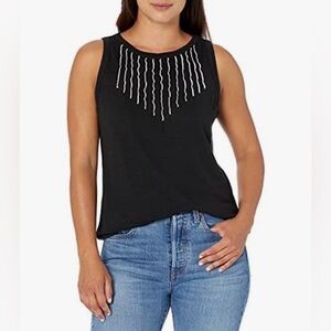 Nic + Zoe Black Embroidered Sleeveless Tank Top – Size Small